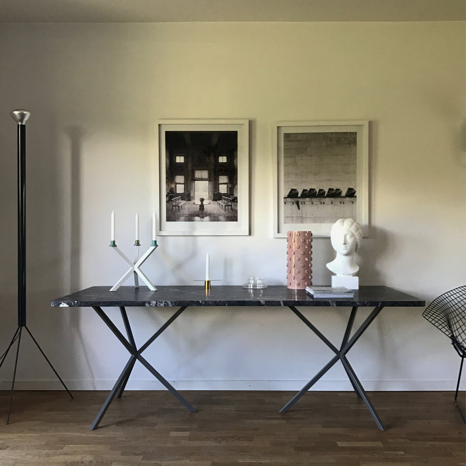 Rektangulärt matbord i grigio carnico marmor